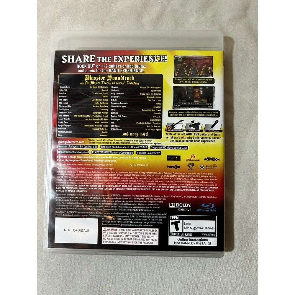 GUITAR HERO WORLD TOUR video game tested/works- PS3